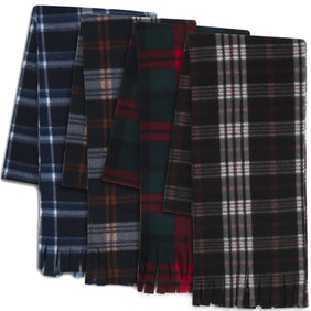 Plaid Adult Fleece Scarf With Fringe
