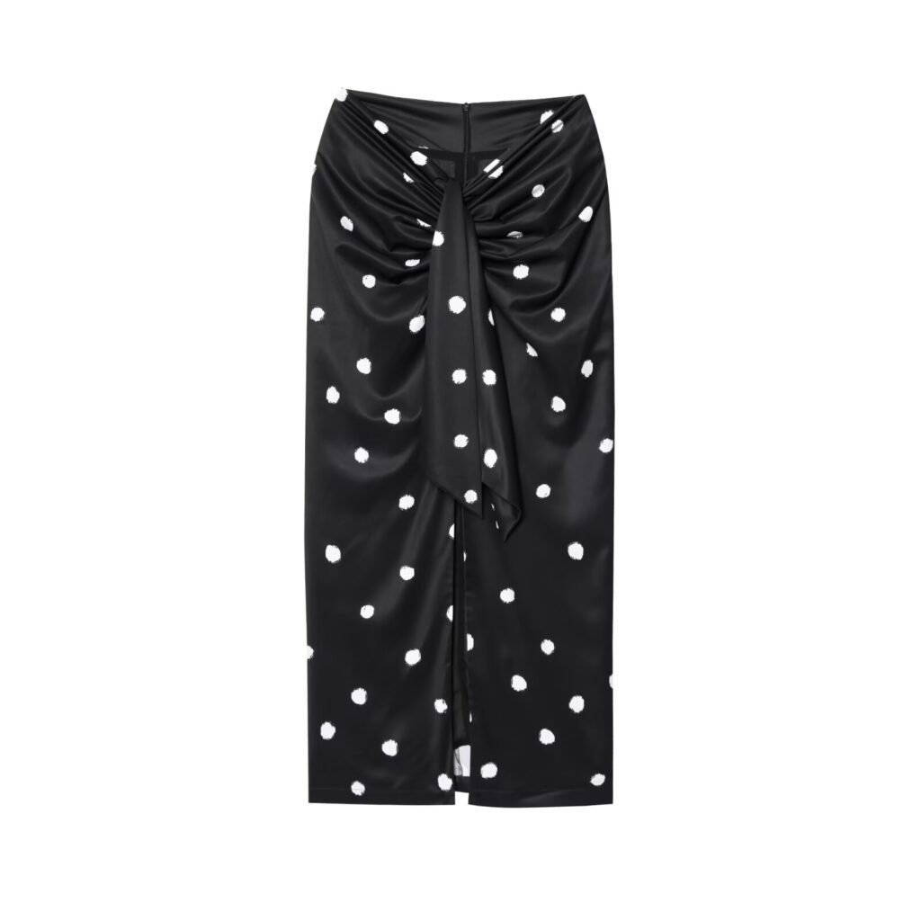 Polka Dot Slit Skirt